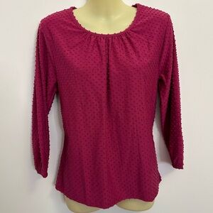 NWT J. Crew Berry SwissDot Long Sleeve Blouse size S